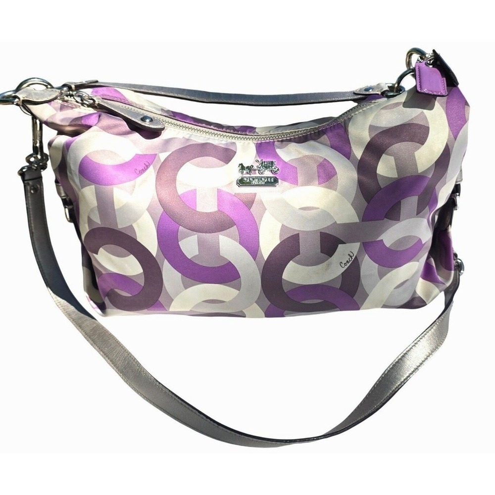 Coach Poppy Madison Shoulder Bag Womens Medium Purple Silver 14291